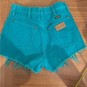 Teal wrangler cut off shorts vintage